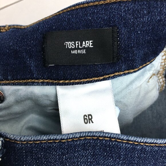 Express Jeans 70s Flare Leg Mid Rise Stretch Distressed size 6 length 33" - Picture 4 of 9
